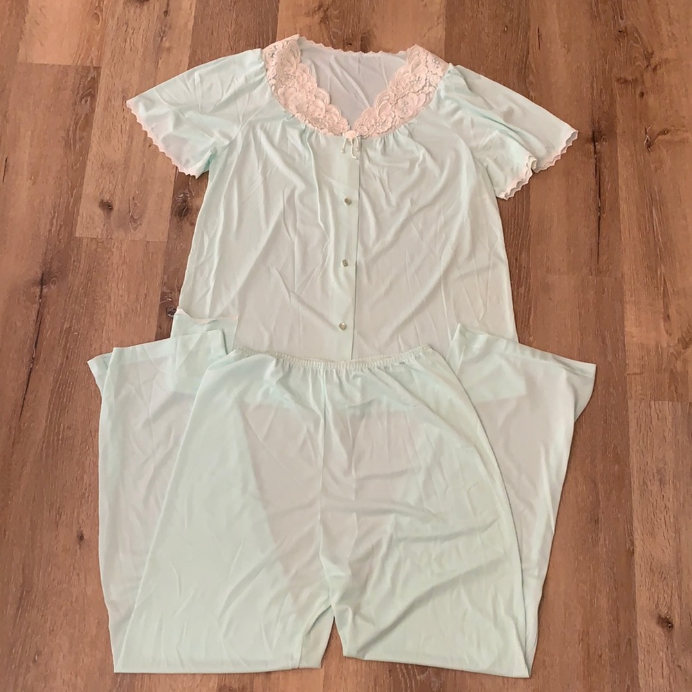 Vintage Shadowline Pajamas Mint Green Size 36